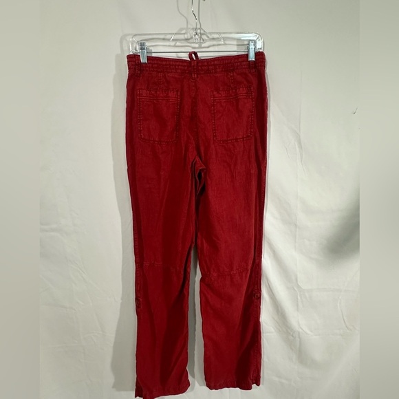 The Territory Ahead Women’s Linen-Cotton Roll-Up Pants - Red - Size 8 - Picture 3 of 10